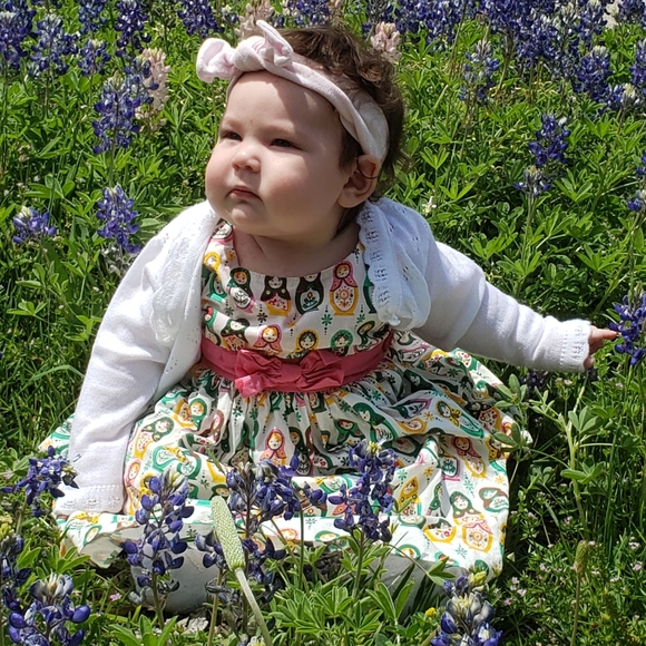 Tatyana Lil Russian Nesting Dolls Dress w Pink Bow Vintage Matryoshka Print - Picture 6 of 6